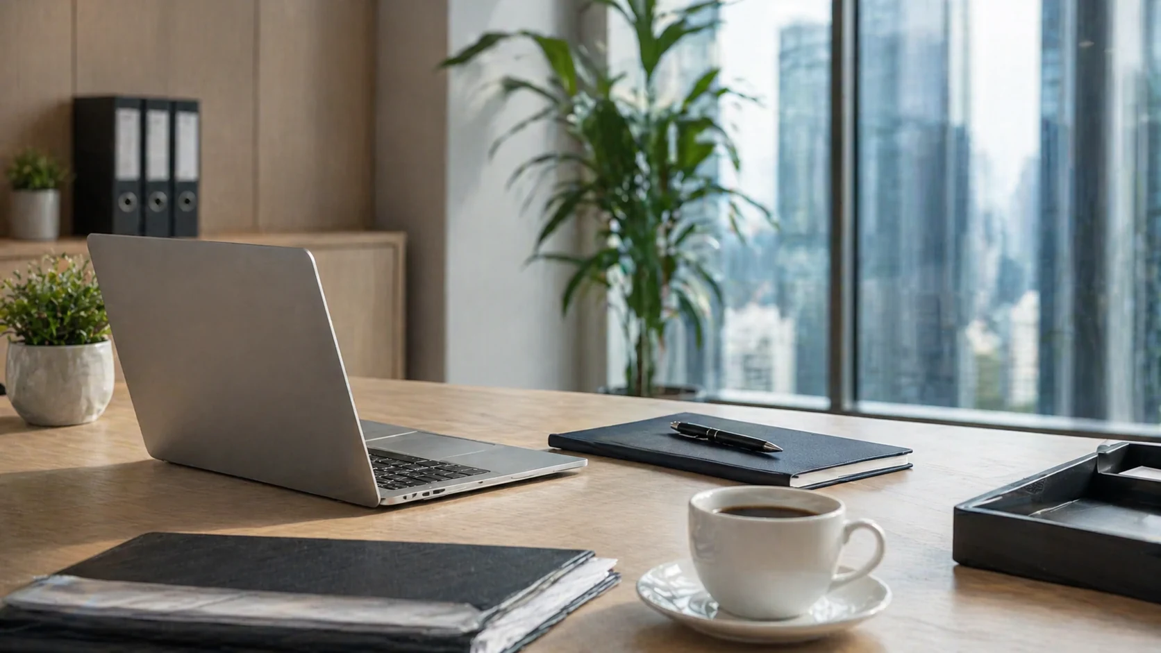 Singapore corporate services workbench with laptop, files and compliance notes